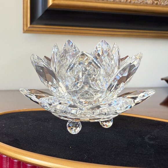 Swarovski Crystal Water Lily Figurine Tea Light Holder MIB & COA - Picture 7 of 16